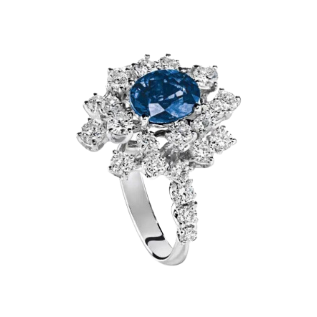 Anello mimosa con zaffiro