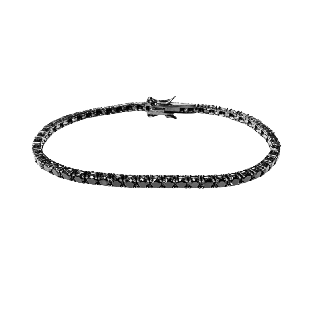 Braccialetto tennis brillanti neri mis media