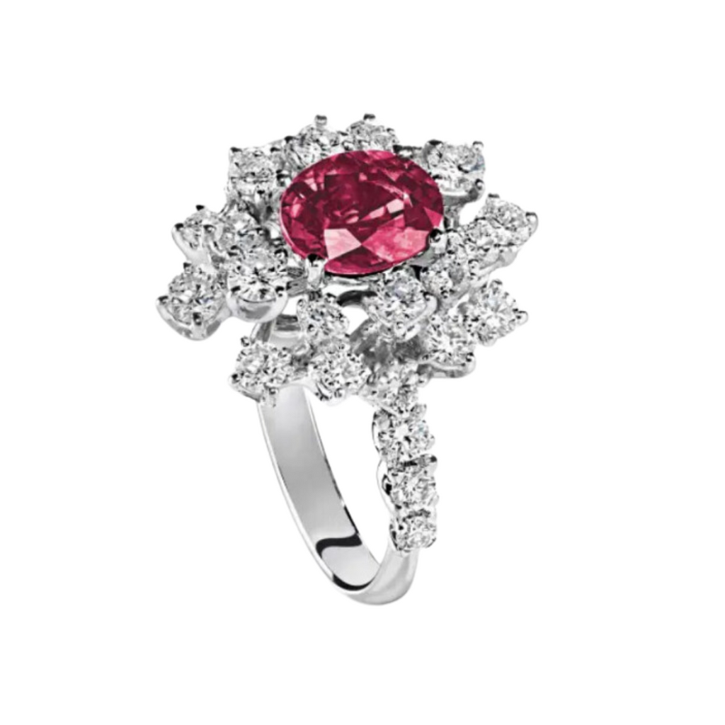 Anello mimosa con rubino