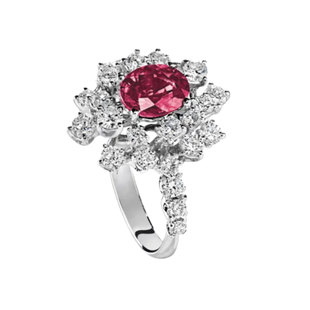 Anello mimosa con rubino