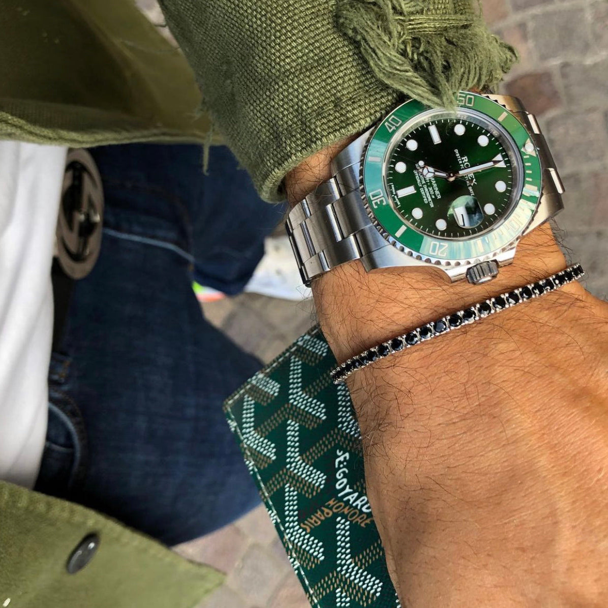 Braccialetto tennis brillanti neri mis media