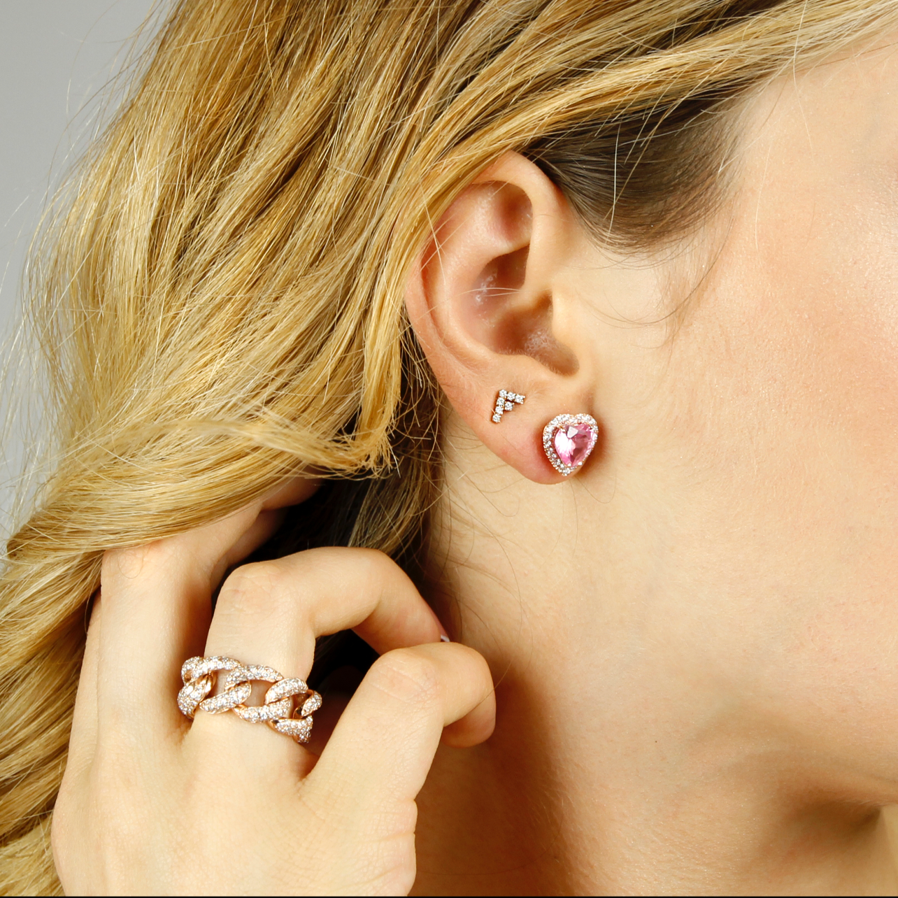 Orecchini cuori rosa