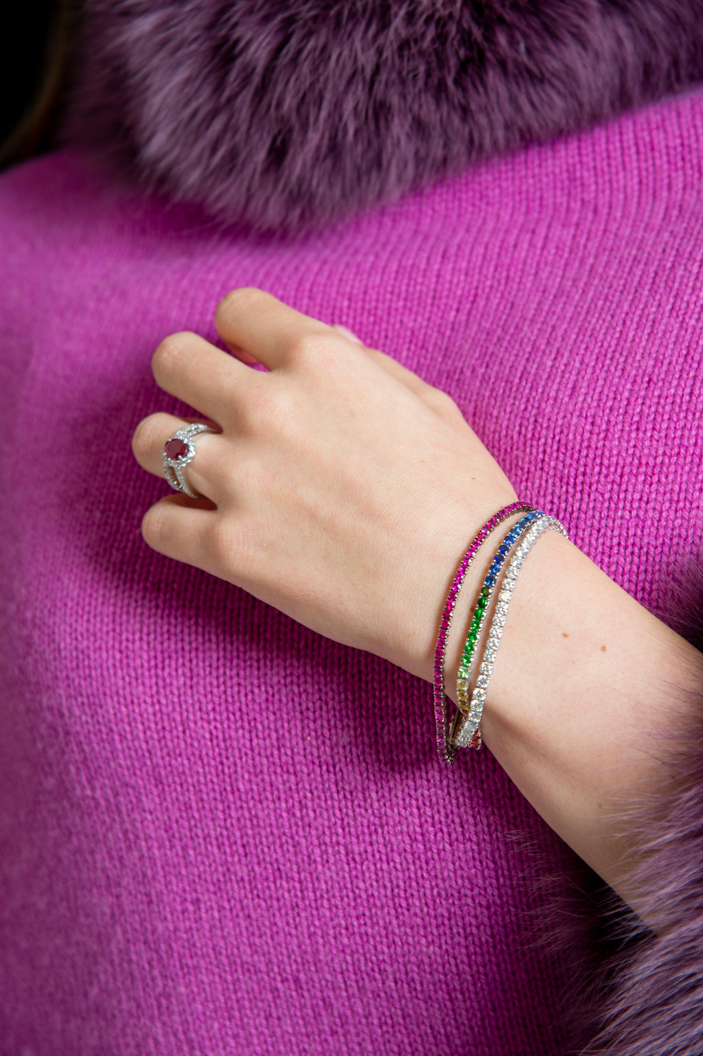 Braccialetto tennis di rubini